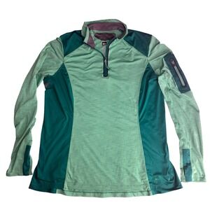 REI Quarter Zip Pullover Womens XL Green Space Dye Thumbhole Athletic Top